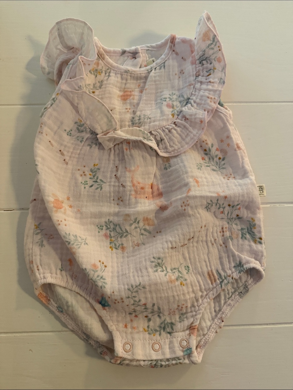 Baby Floral Ruffle Muslin Bodysuit - Light Pink